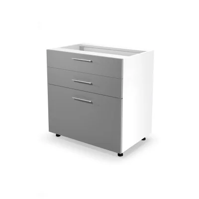 Lower cabinet with drawers VENTO D3S-80/82 light gray